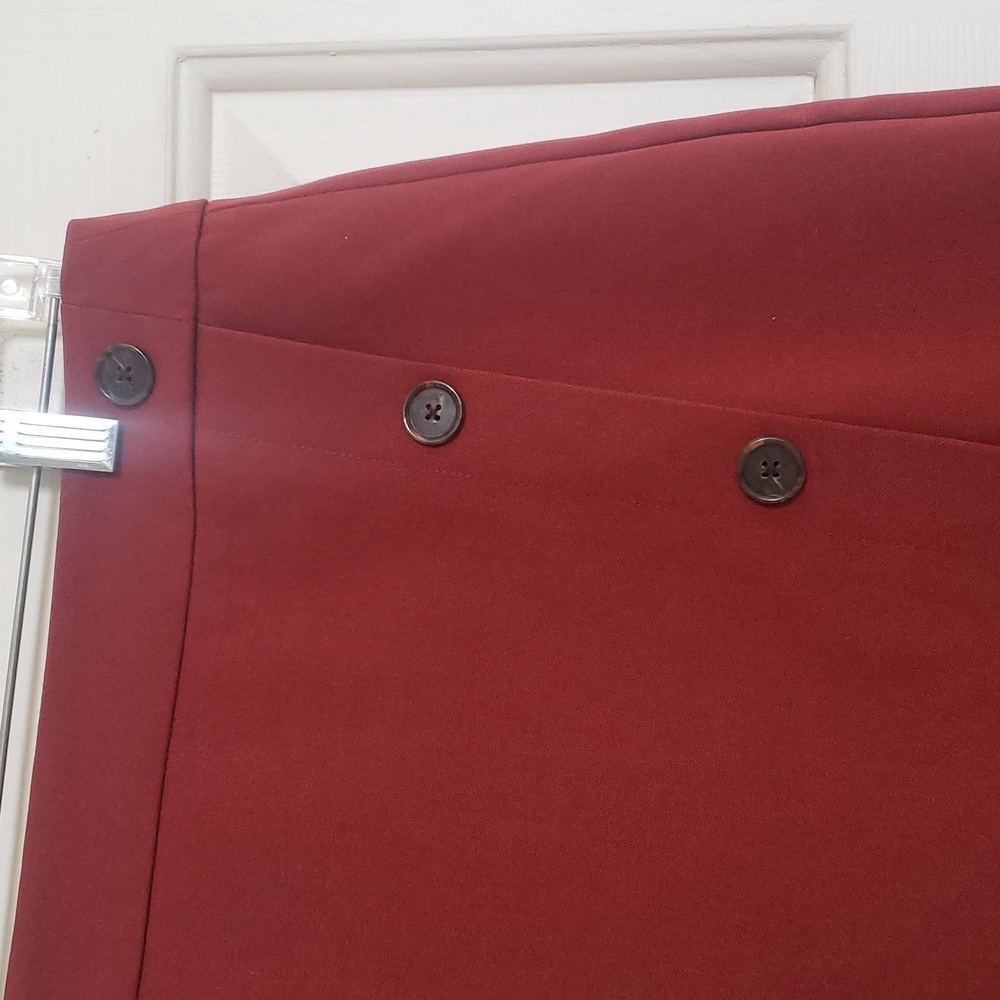 LOFT Rust Faux Wrap Skirt | Minimalist Chic Tailored | Button Front | SIZE 2 - Picture 4 of 16